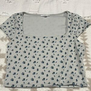 Floral Square Neck Crop Top